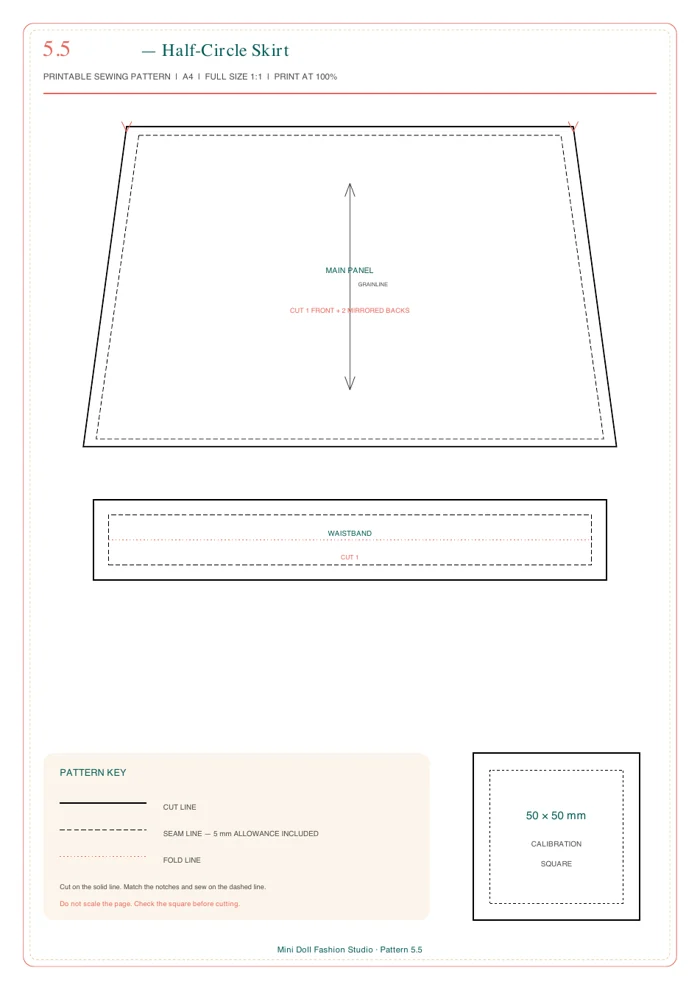 Half-Circle Skirt printable pattern