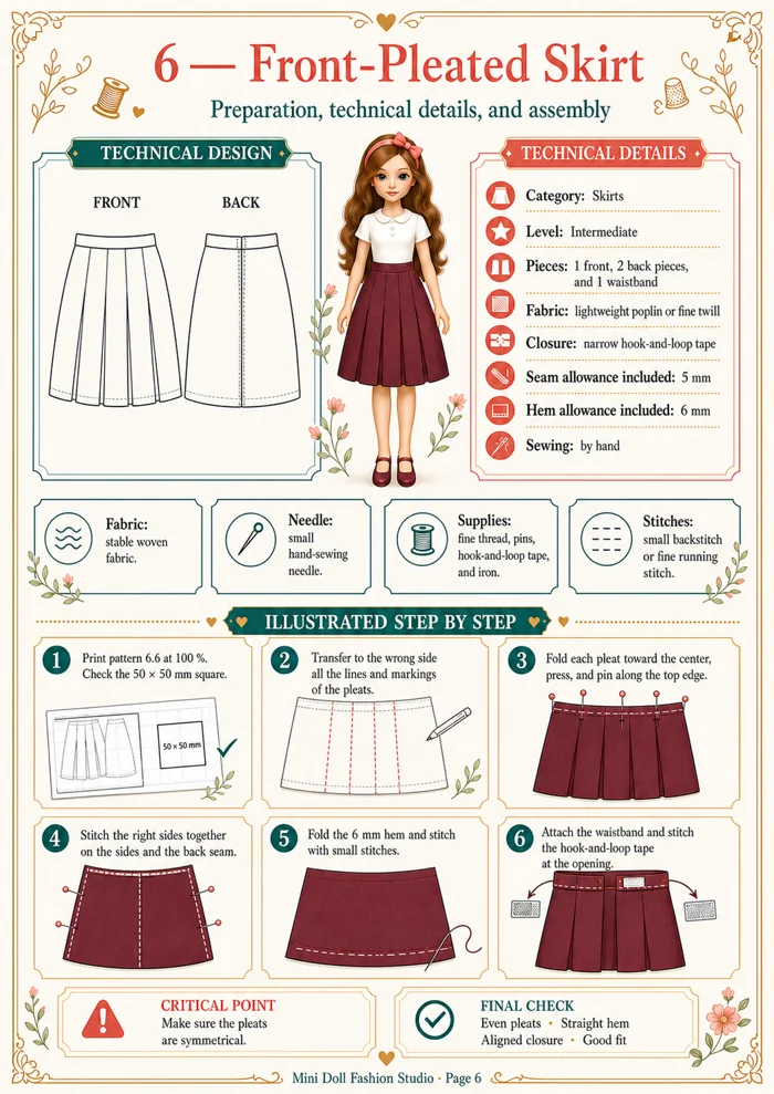 Front-Pleated Skirt visual guide
