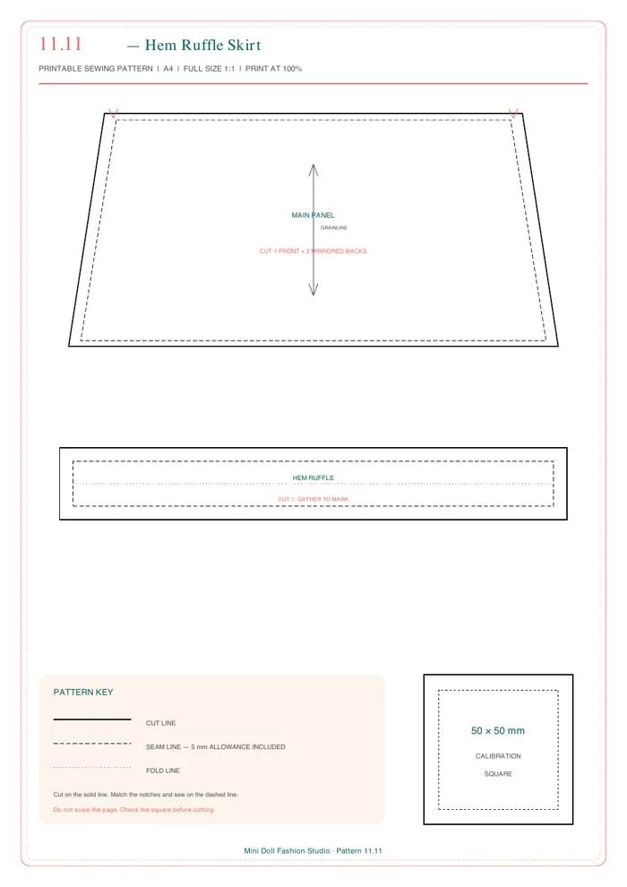Hem Ruffle Skirt printable pattern