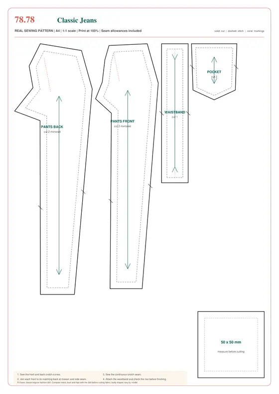 Classic Jeans printable pattern