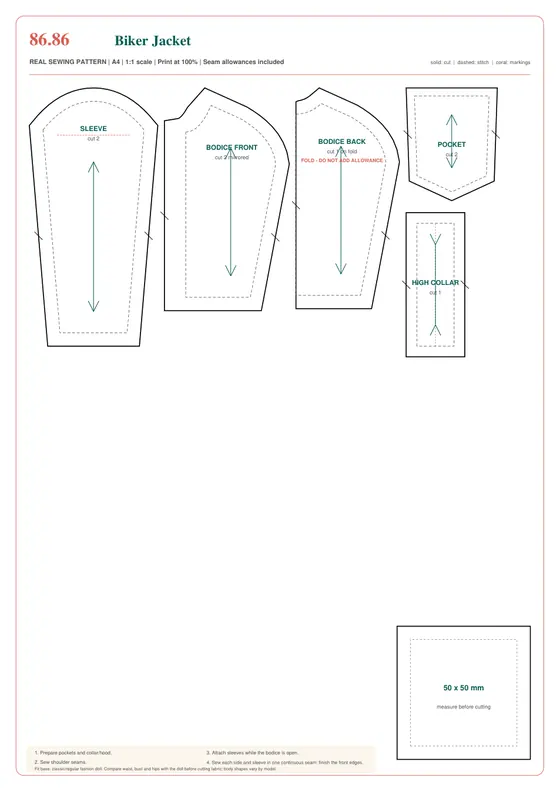 Biker Jacket printable pattern