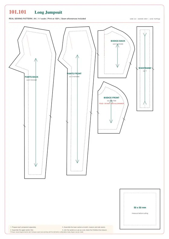 Long Jumpsuit printable pattern