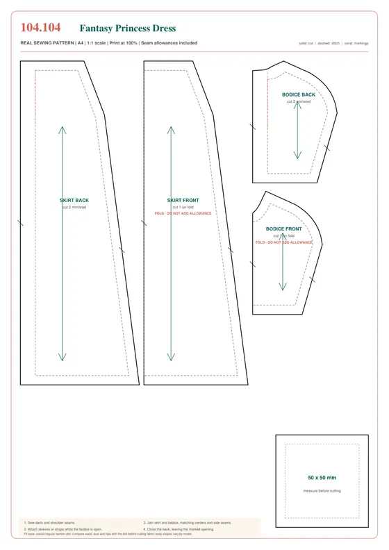 Fantasy Princess Dress printable pattern