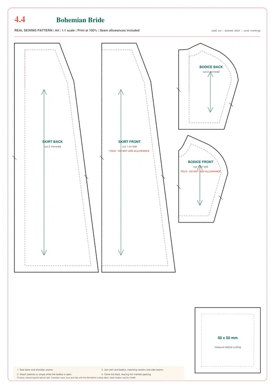 Bohemian Bride Gown printable pattern