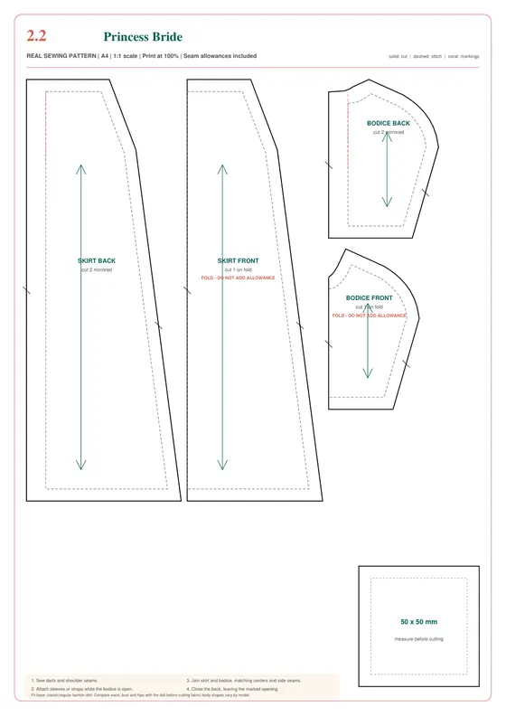 Princess Bride Gown printable pattern